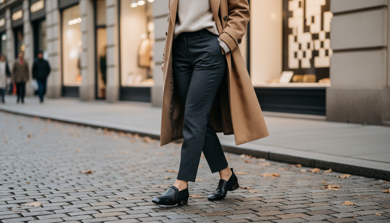 Genuine Leather Square-Toe Slip-On Work Heels