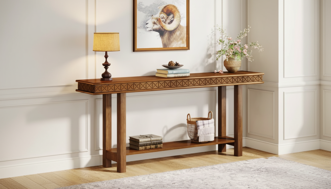 70.9-Inch Extra-Long Console Table: 2-Tier Entry Storage