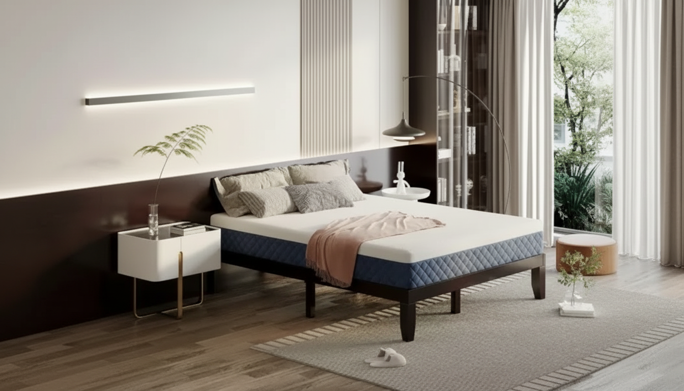 Espresso Queen Bed Frame + 10" Multi-Layer Memory Foam