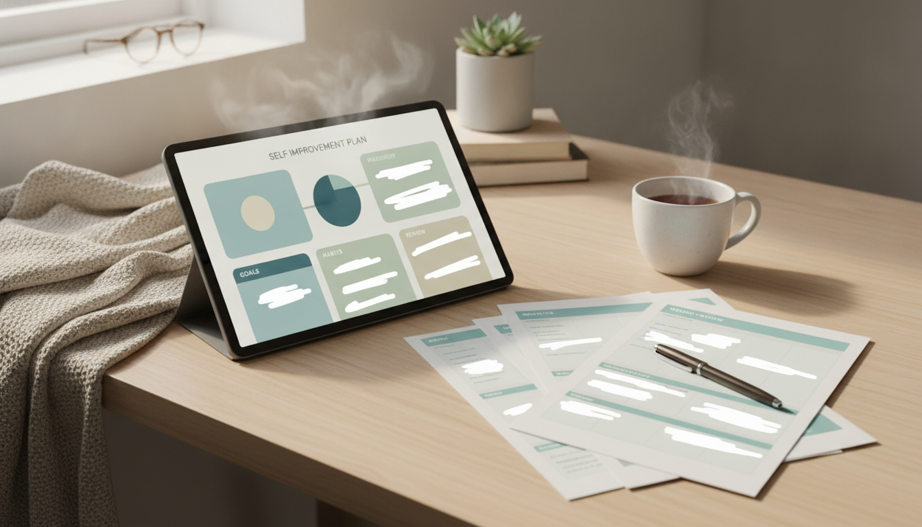 Printable Self-Improvement Plan: Goals, Habits & Weekly Review