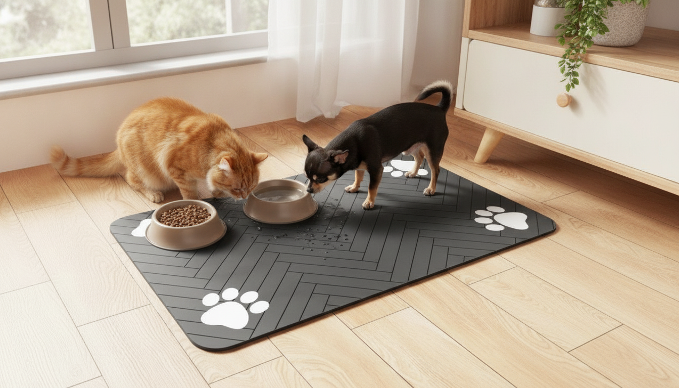 Absorbent Waterproof Pet Feeding Mat: Stop Bowl Spills