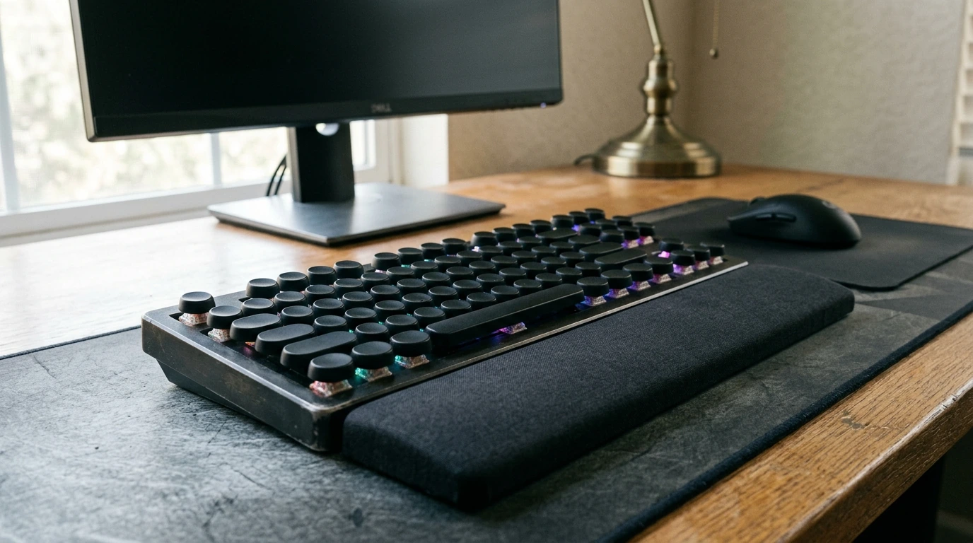 Retro Typewriter RGB Mechanical-Style Keyboard + Wrist Rest