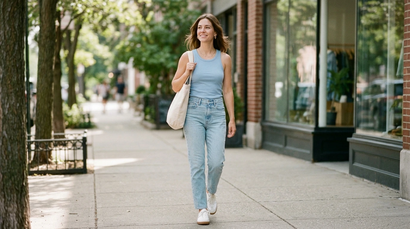 Calvin Klein Jeans Light Blue Tank Top Outfit Ideas