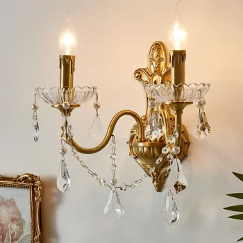Copper & Crystal French Retro Wall Sconce for Cozy Glow